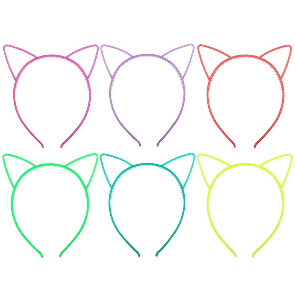 5 diademas de plástico de colores mezclados que brillan en la oscuridad para oreja de gato parte de cumpleaños Foto 3 de 4