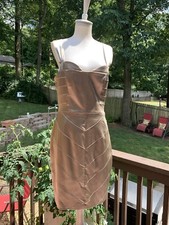 Women’s Vera Wang Lavender Label Beige Gold Sleeveless Bodycon Dress Size 8