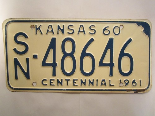 LICENSE PLATE Car Tag 1960 KANSAS SN 48646 [Z280H] | eBay