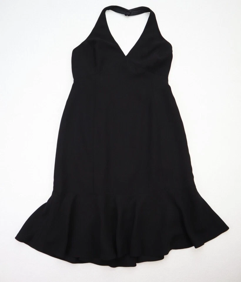 Vestido para mujer Chaps talla 8 negro halter fiesta cóctel volantes dobladillo Foto 2 de 4