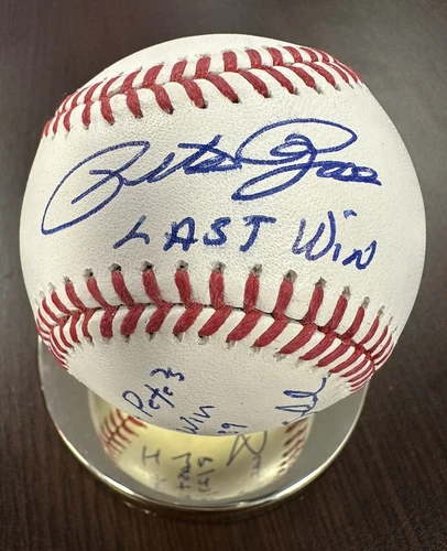 Pete Rose Scott Scudder signed Cincinnati Reds Pete's Last Win baseball JSA auth
