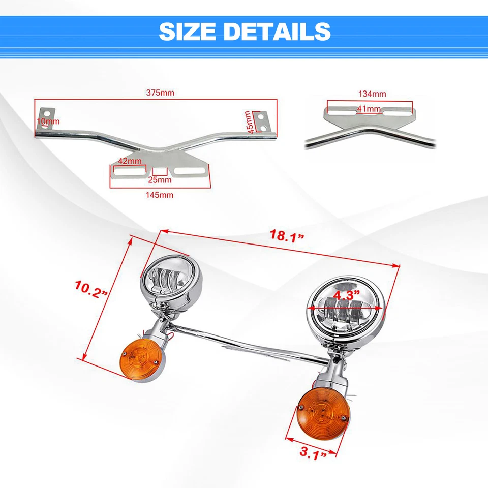 7" LED Headlight & Fog Passing Lights Bar For Harley Heritage Softail Classic Foto 2 de 4