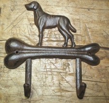 Cast Iron DOG With Bone Towel Coat Hooks, Hat Hook, Key Rack GARDEN PUPPY