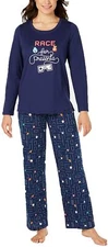 Family Pajamas Ladies Race for Presents Pajamas Set Blue Size Small