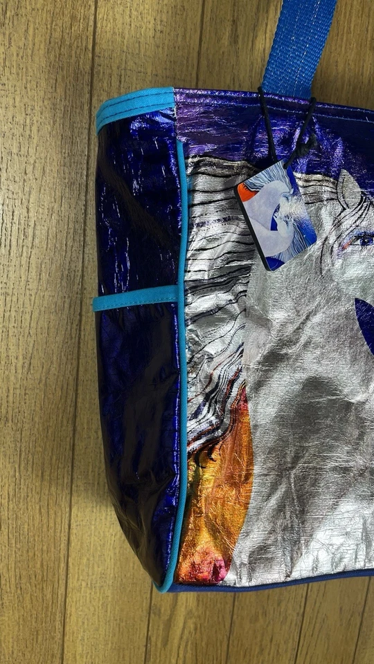 Laurel Burch Foiled Ivory Mares Horse Shoulder Tote Zipper Top 20.5" x 13.75" - Image 4 of 4