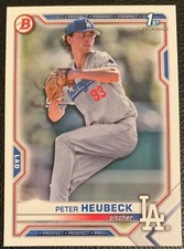 2021 BOWMAN DRAFT PETER HEUBECK LOS ANGELES DODGERS PROSPECT #BD-146 1ST BOWMAN