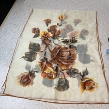 Japanese Hand Rolled Rayon Vintage Scarf Floral Sheer Design