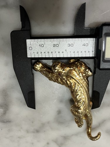Vintage 14K Yellow Gold Panther Slider Pendant With Ruby Eyes 8.69 Grams - Picture 17 of 18