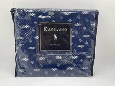 VTG 1995 Ralph Lauren Home Collection Shelley Indigo Valance 84"x15" Blue White