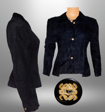 Authentic Loewe Black Luxury Suede Jacket Women's Madrid 1846 Spain Us Size M