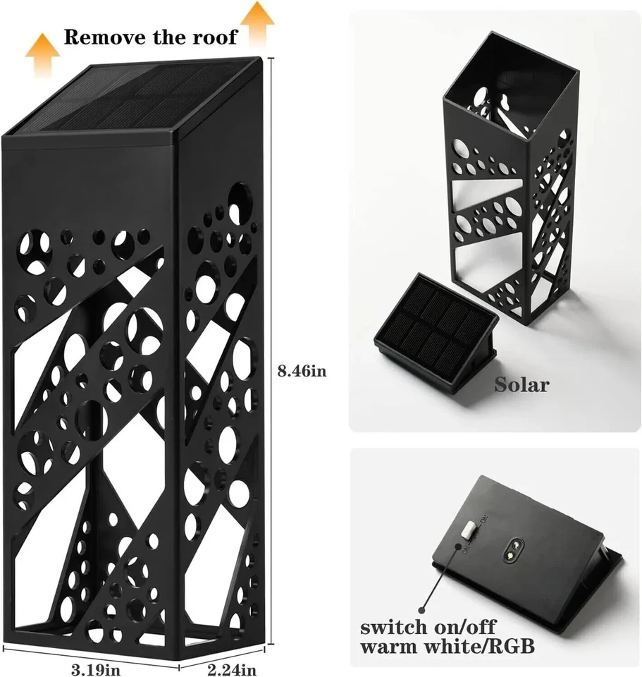 6 PIEZAS Impermeable Solar Jardín Luz RGB 7 Color Cambiante Pasarelas Cerca Lámpara de Pared Foto 2 de 4