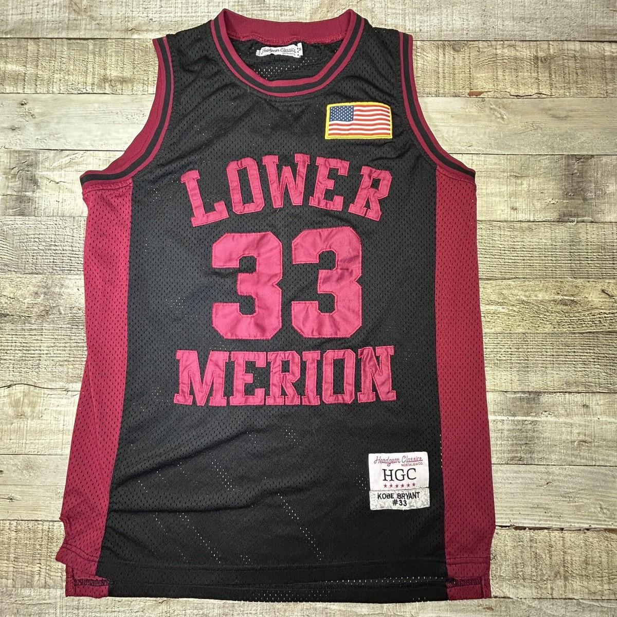 Headgear Classics Med Kobe Bryant Lower Merion High School Jersey Black  Maroon