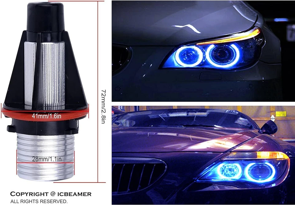 Подходит для BMW 630Ci 645Ci 650i M6 04-07 синяя светодиодная габаритная лампа Angel Eyes - Изображение 4 из 4