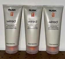 3 PACK!!! RUSK WIRED CREAM FLEXIBLE HOLD 6 OZ HAIR STYLING CREME / GEL / POMADE