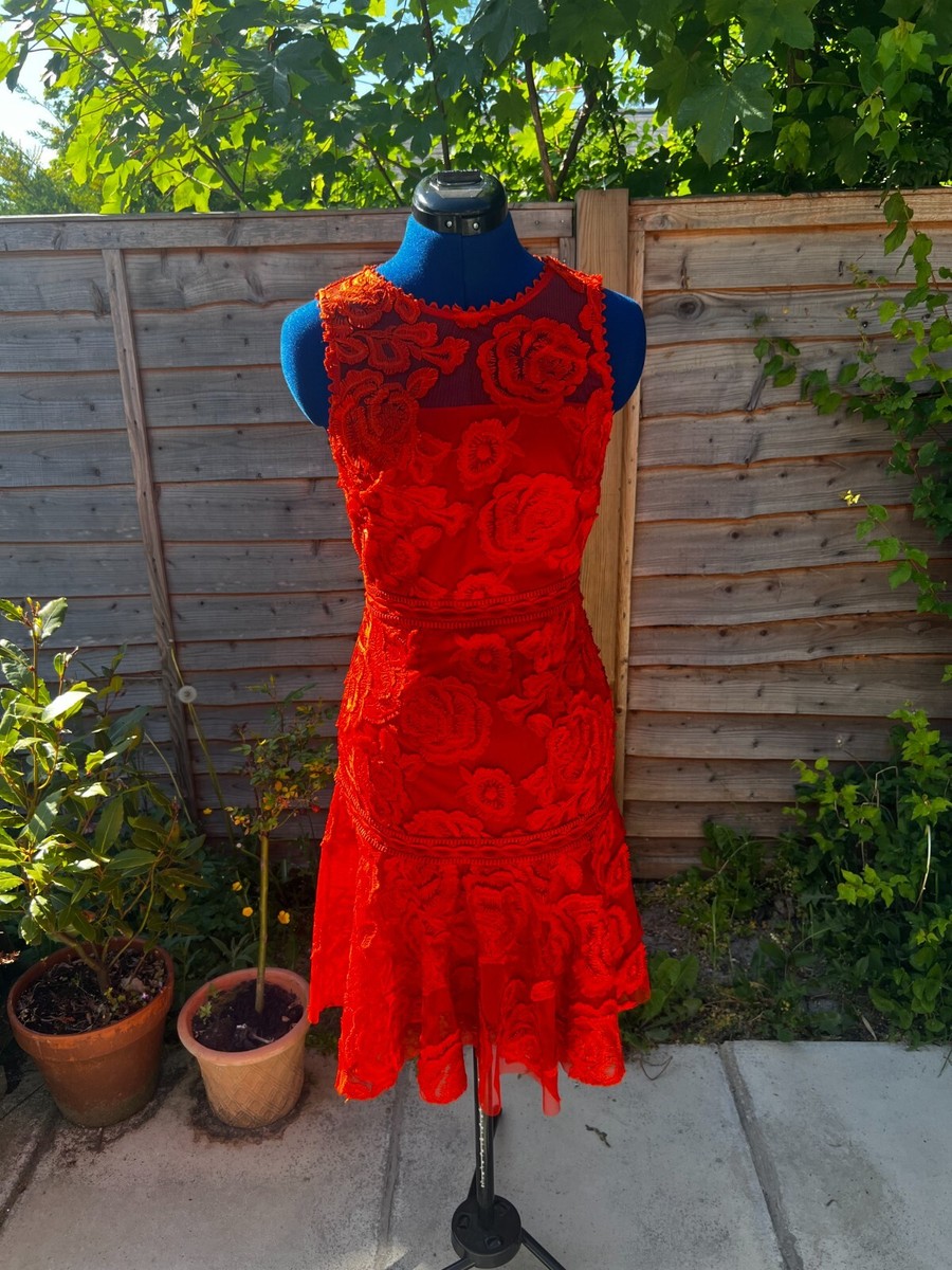 Reiss Adia Orange Embellished Dress Size UK UK