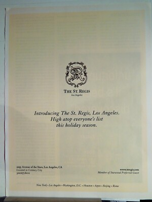 ST REGIS HOTEL LOS ANGELES  VTG 2000 ADVERTISEMENT