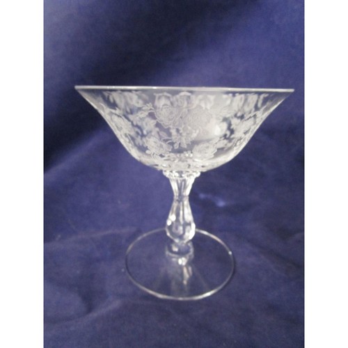 Cherokee Rose Tiffin Franciscan Floral Medallion Etched Low Champagne Sherbet - Picture 5 of 13