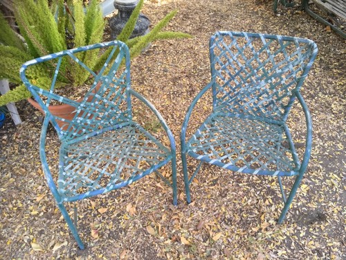 Vintage Brown Jordan Green Tamiami Outdoor Patio Furniture 2 chairs