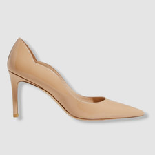  476 Stuart Weitzman Women's Beige Stuart 85mm Scallop Pump Heels 40.5 EU/10 US