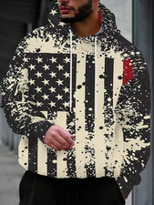 Vintage-Style American Flag Design 3D Print Hoodie - Adults  Youth