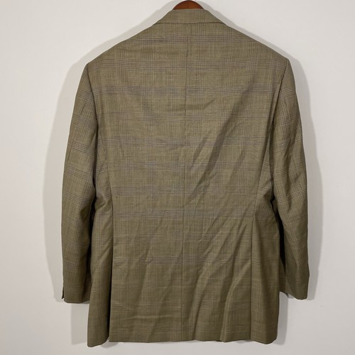 BRIONI Glen Plaid Wheat Brown 3/2 Roll Sport Coat 44L Blazer Jacket - Picture 10 of 13
