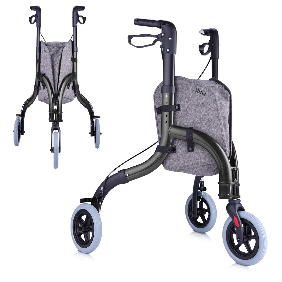 Altus 3-Wheel Rollator Walker with Wire Storage Tray and Zip Bag - image 2 of 4