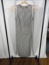Ann Taylor Plaid Tucked Wrap Sheath Midi Dress