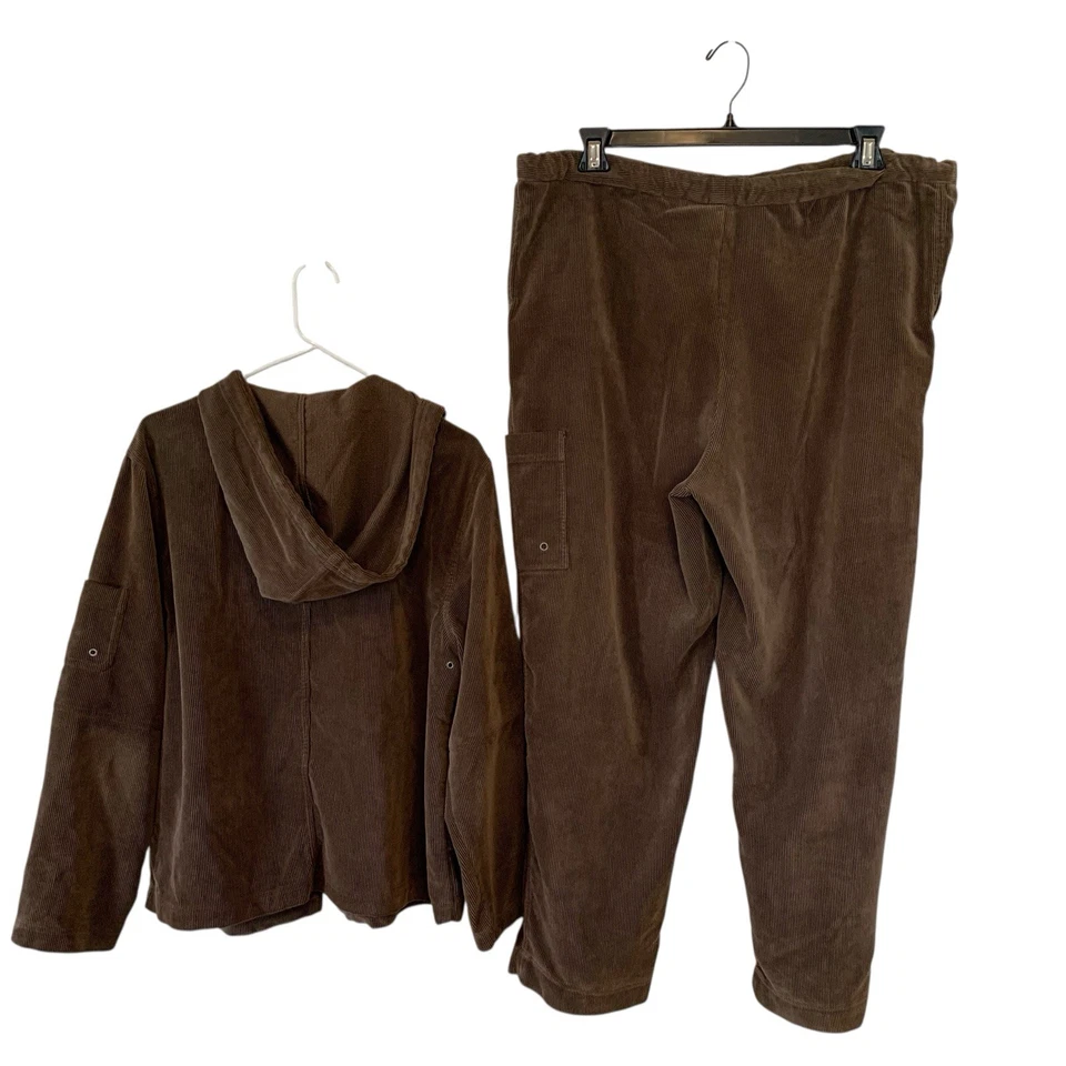 Traje de pantalón con capucha de pana DressBarn 2 piezas para mujer 1X pantalones con cordón de colección Y2K Foto 2 de 4