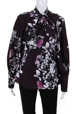 Natori Womens Purple Floral Button Down Size 4 13285940