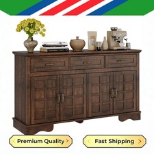 Sideboard Buffet Cabinet 47 W 3 Drawers 4 Doors Shelves Coffee Bar Storage Sideboard Buffet Cabinet 47 W 3 Drawers 4 Doors Shelves Coffee Bar Storage
