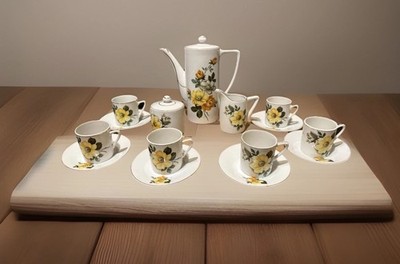 Vintage Sango Cotillion Yellow Rose TeaCoffee Set Japan MidCentury GoldTrim 15pc