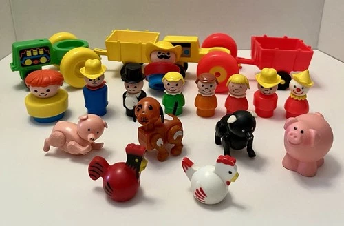 Vintage Fisher Price Little People Mixed Lot Figures Animals Vehicles