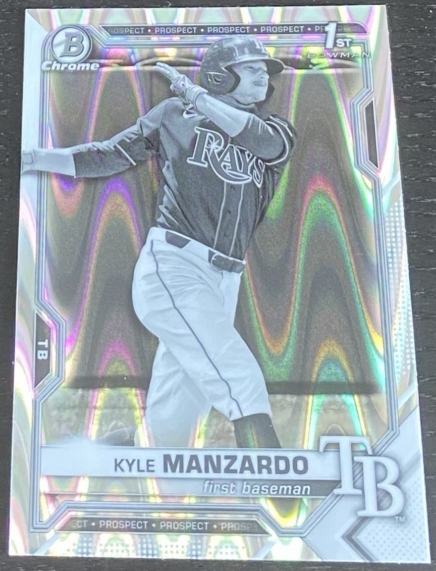 2021 Bowman Chrome Kyle Manzardo BDC-191 1st Black And White Raywave Refractor