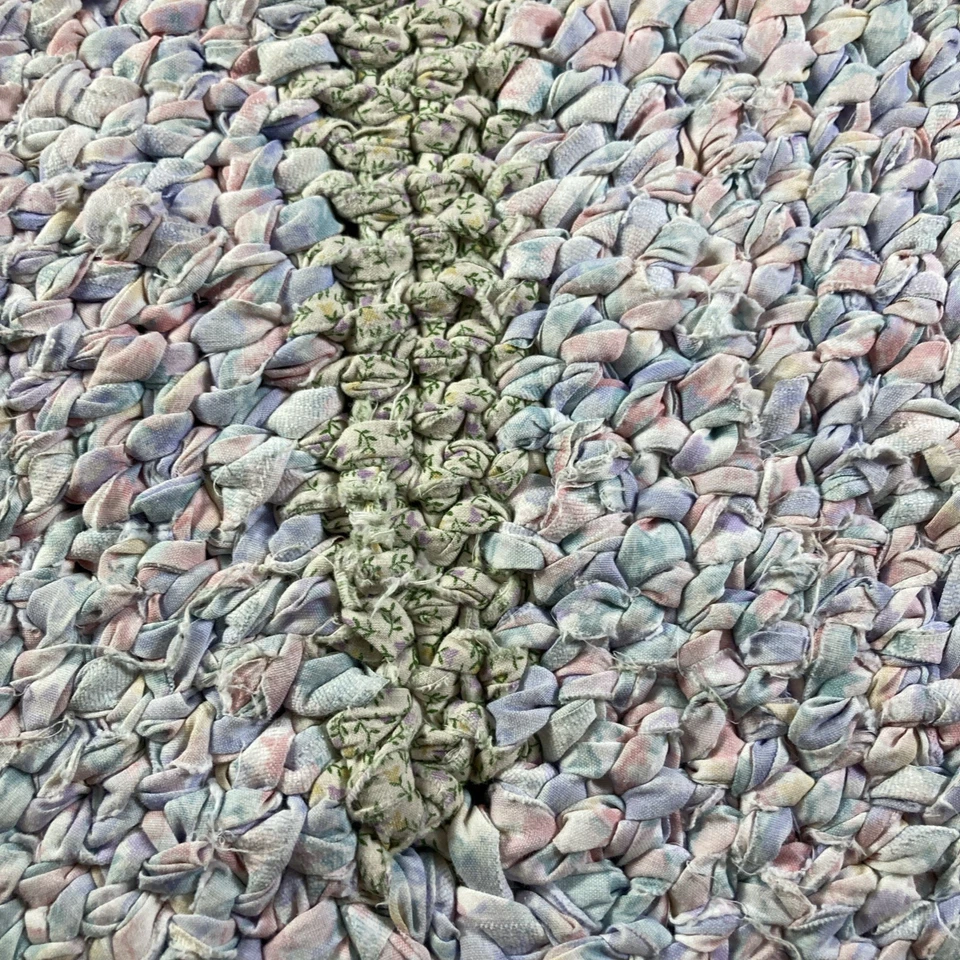 ВИНТАЖНЫЙ ОВАЛЬНЫЙ ХЛОПКОВЫЙ КОВЕР РУЧНОЙ ПЛЕТЕНИЯ 22 X 42 ДЮЙМА - Изображение 3 из 4