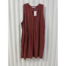 Sonoma Shift Dress Women 1X Rust New Pintuck Linen Blend Sleeveless Pocket