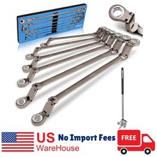 Extra Long Flex Head Ratchet Wrench Set 6 Pcs Metric 8-19mm 72 Teeth
