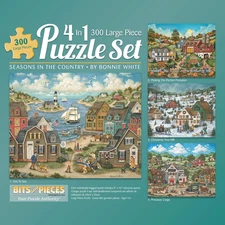 - Multipack of Four (4) 300 Piece Jigsaw Puzzles for Adults - Each Puzzle Measur