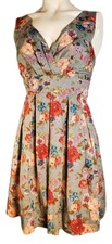 Forever 21 Y2K festive floral pleated fit & flare sleeveless sashed dress Sz M