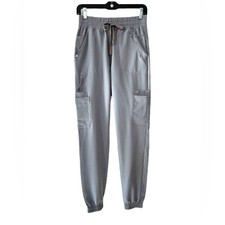 FIGS women's Charlotte 21 pocket slim scrub pants joggers XS tall grey NWOT