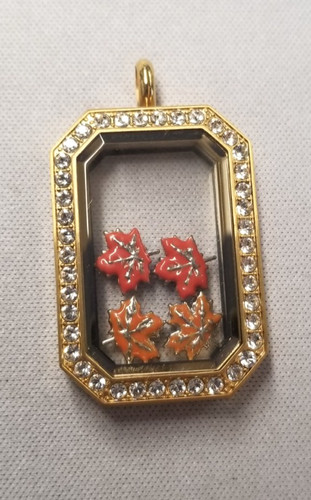 Origami Owl Maple Leaf Charms & Living Locket Pendant 1.5"