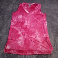 White Birch Shirt Women Medium Pink Tie Dye Lightweight Casual Blouse Tank VNeck