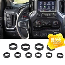 Center Console Radio Switch Knob Trim For Chevy Silverado 19+/Suburban 20+ Black