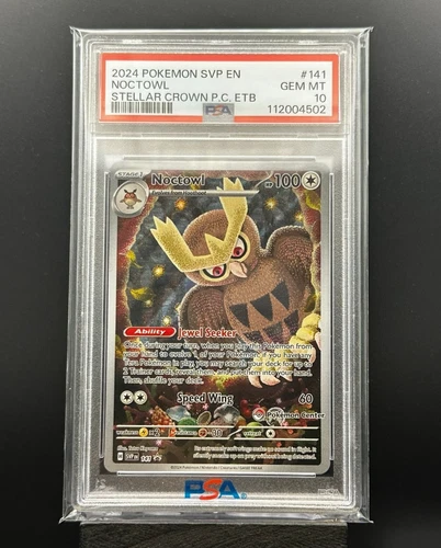 PSA 10 Noctowl #141 SVP 2024 Pokemon Center Stellar Crown ETB Black Star Promo