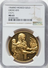 1964 Mexico • INPI Gold Medal • Grove-870 • NGC MS63 • 1.21 Ozt AGW • Proof-Like 5609.09 per troy oz