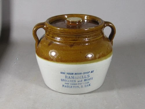 RED WING BEAN POT W/LID ~ SOUTH DAKOTA ADVERTISING