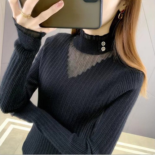 Kuscheliger Damen enger Strick Pullover mit modischem halben Rollkragen - Picture 10 of 21