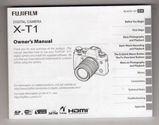 Fuji Fujifilm X-T1 Genuine Camera Instruction Manual / User Guide In English