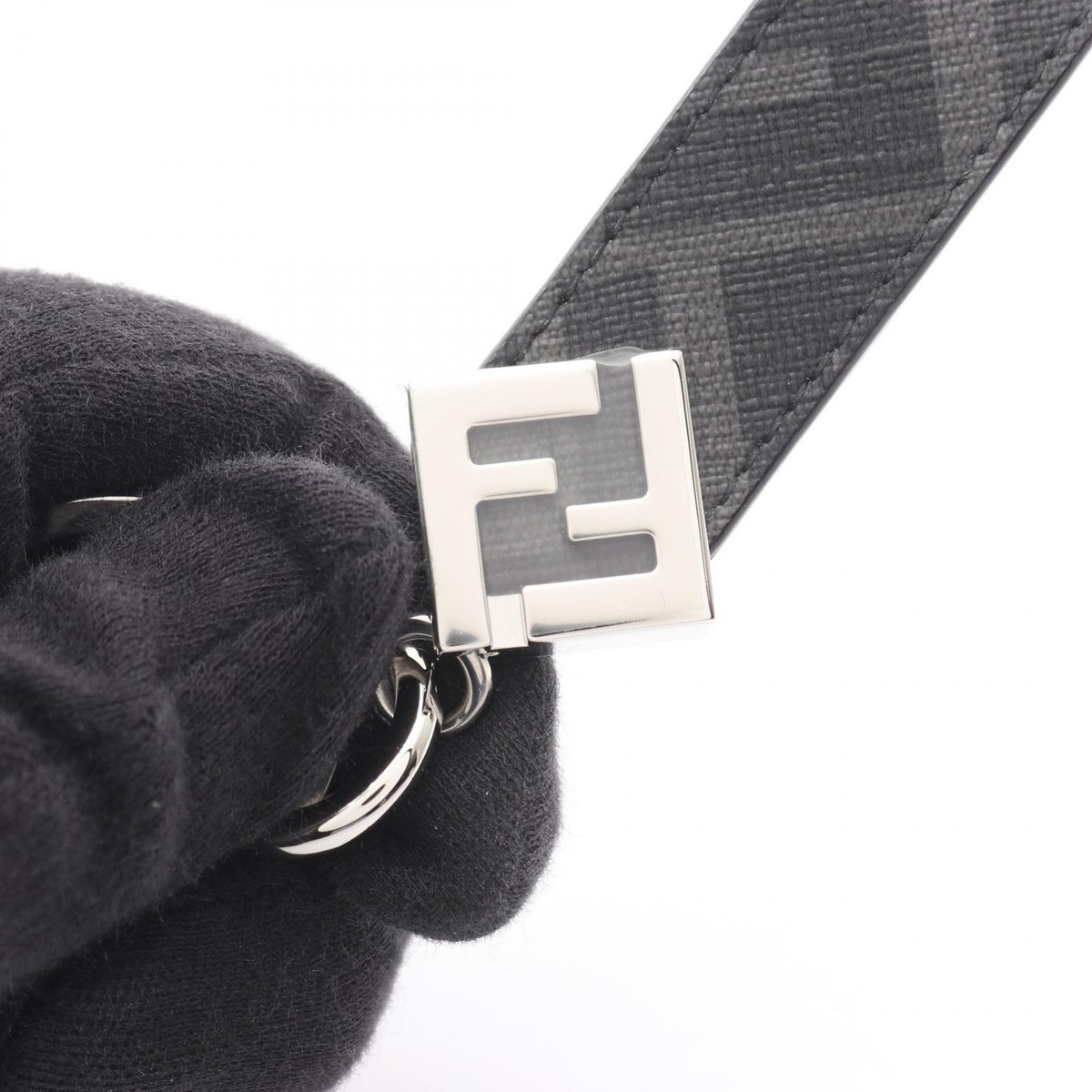 FENDI FF Square Zucca Key ring holder 7AP100AFCBF0GXN canvas Black
