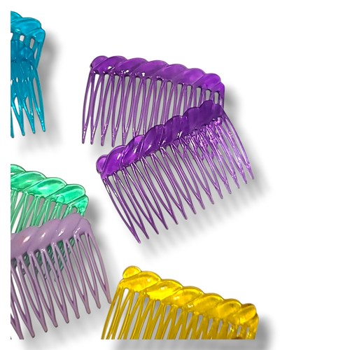 Vintage 80s 90s Translucent Plastic Side Hair Combs Multicolor Twist Design - Picture 7 of 9