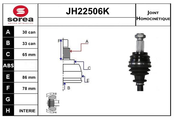 Jeu de joints pour arbre de transmission SNRA JH22506K pour transmission avant